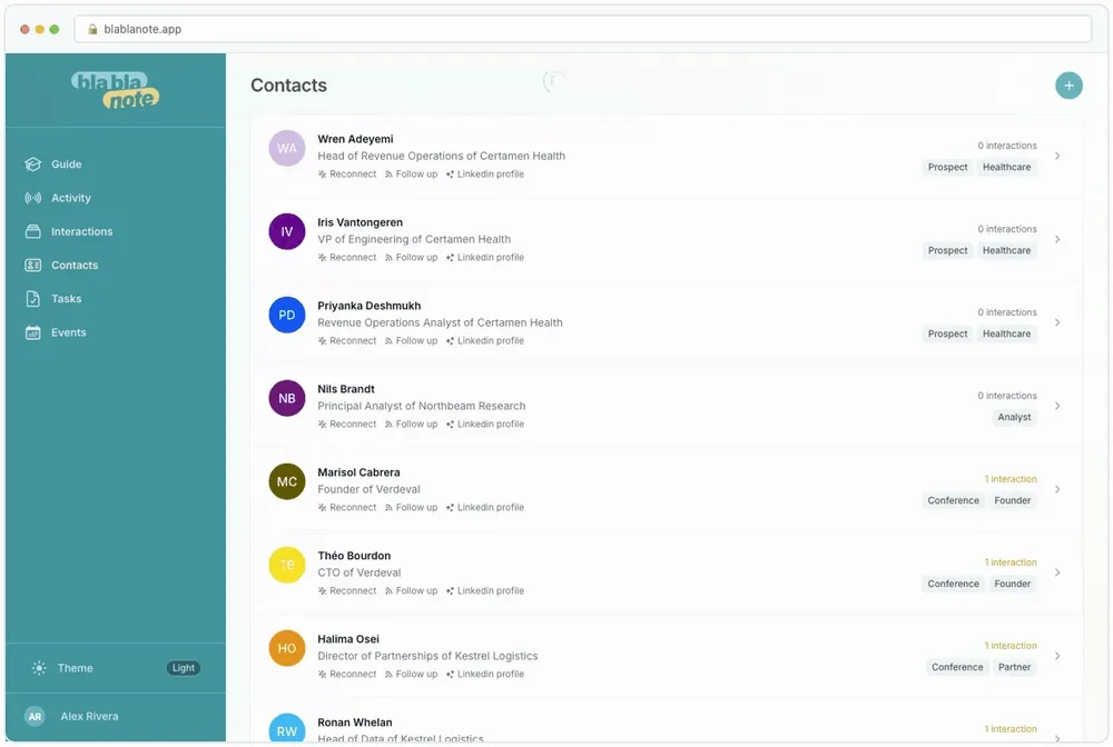 Archiving a contact by hand from their page: Options, Archive, and a banner saying the contact is hidden from the list with a Restore link beside it