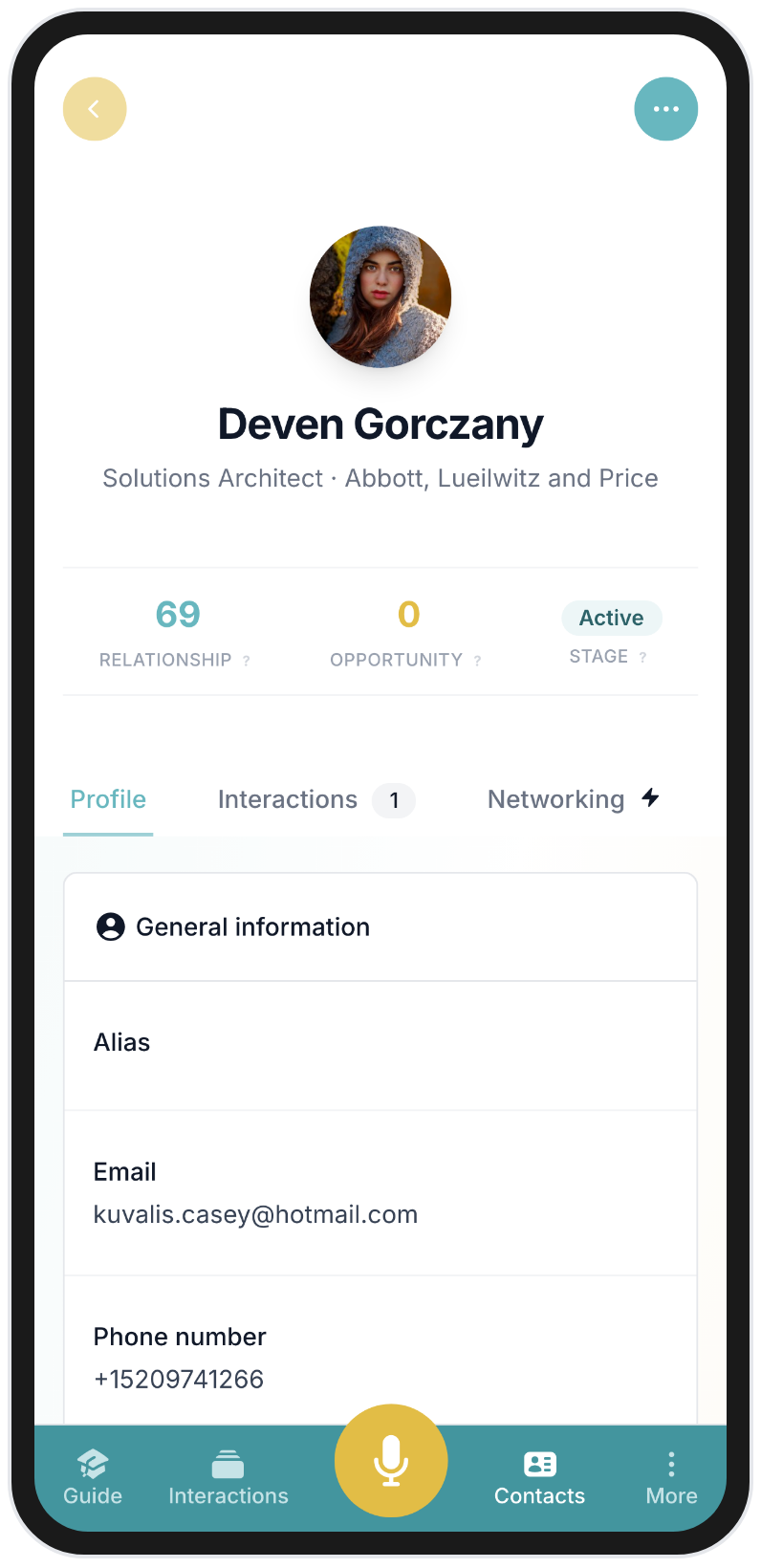 BlaBlaNote mobile app client contact detail