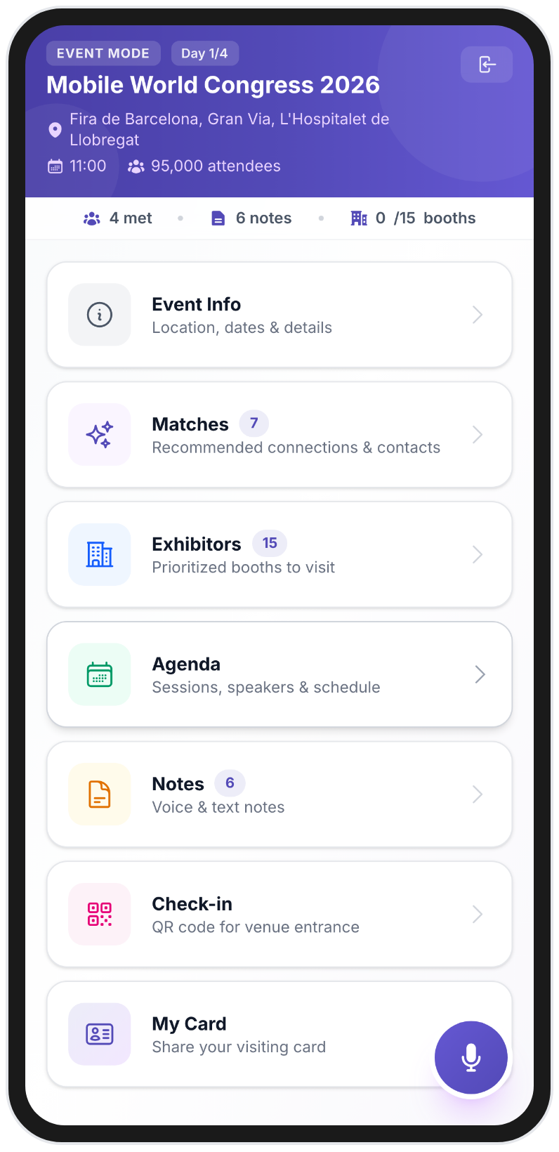 BlaBlaNote mobile app event mode for conference networking