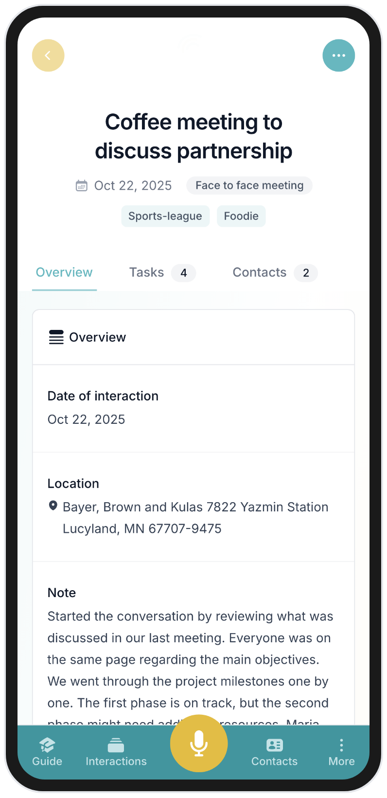 BlaBlaNote mobile app showing coaching session detail